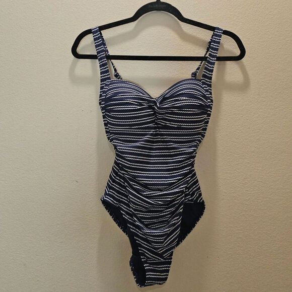Nip Tuck One Piece Striped Swimsuit Size 6 - Picture 1 of 7